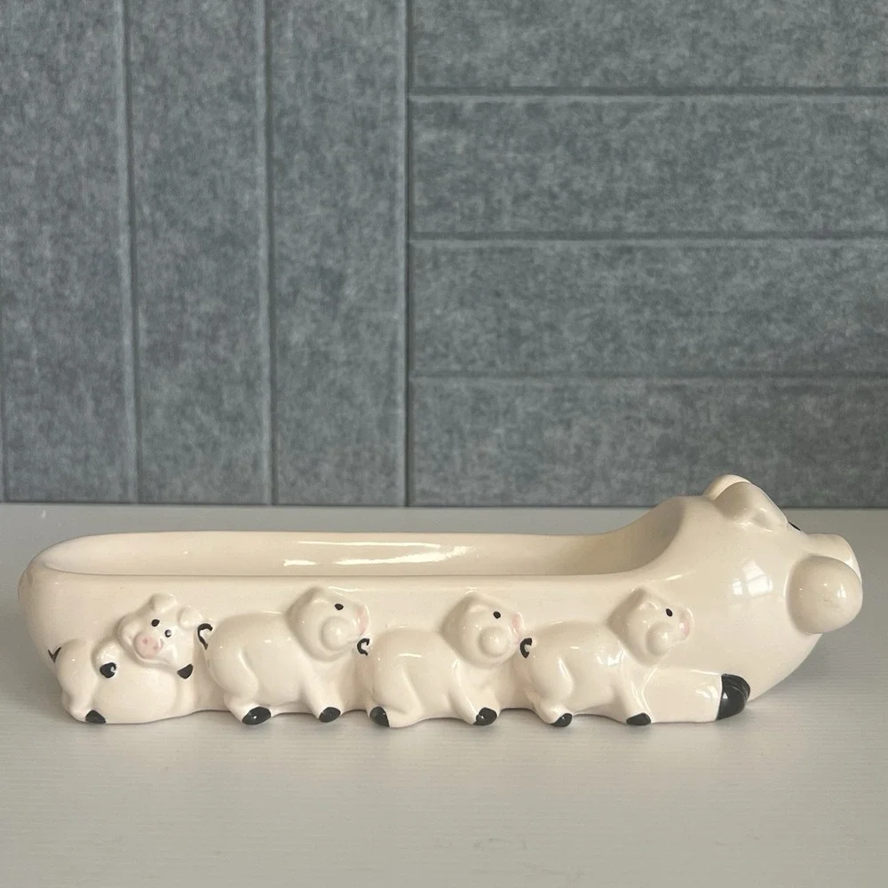 Vintage 1983 Ron Gordon Design Ceramic Pig & Piglets Cracker Cheese Butter Dish